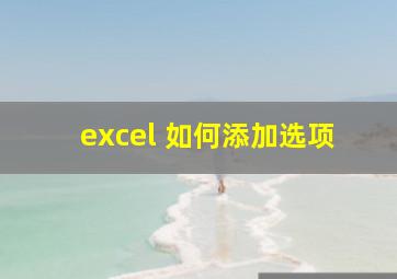 excel 如何添加选项